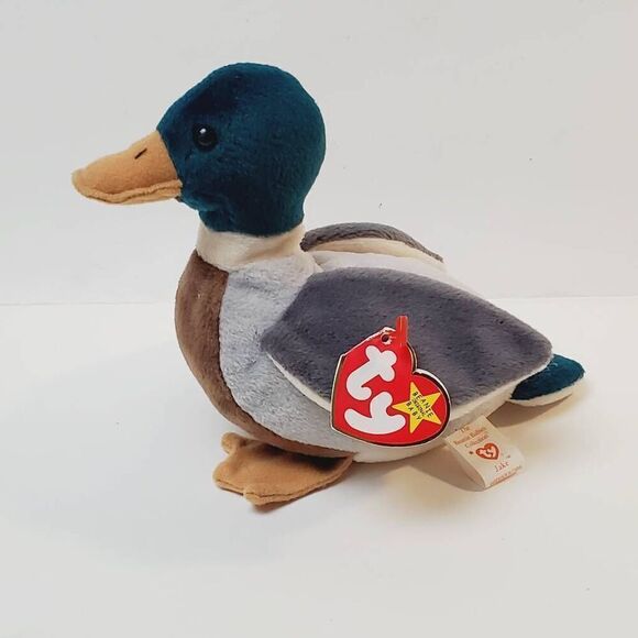 Ty Beanie Baby JAKE the Duck Stuffed Animal Toy - Picture 1 of 4